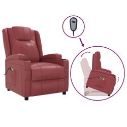 vidaXL Massagesessel mit Aufstehhilfe Weinrot Kunstleder