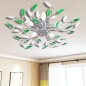 Deckenlampe güne und weiße Blätterranken mit Acryl-Blättern 5x E14 Deckenlampe güne und weiße Blätterranken mit Acryl-Blättern 5x E14