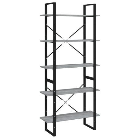 vidaXL Bücherregal 5 Fächer Grau Sonoma-Eiche 80x30x175 Holzwerkstoff