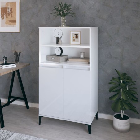 vidaXL Highboard Hochglanz-Weiß 60x36x110 cm Holzwerkstoff