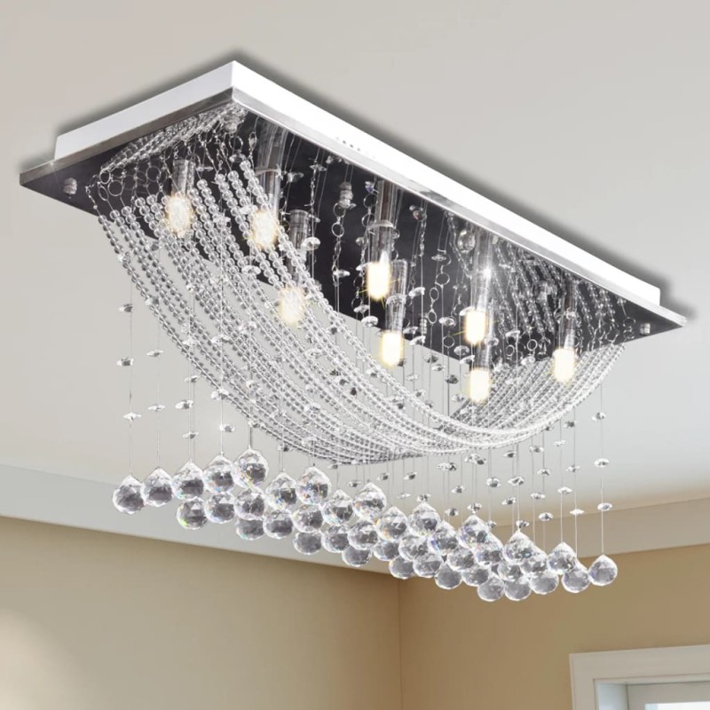 Weiße Deckenlampe mit funkelnden Glasperlen 8 x G9 29 cm Weiße Deckenlampe mit funkelnden Glasperlen 8 x G9 29 cm