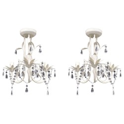 vidaXL Kristall-Deckenleuchte Kronleuchter 2 Stk. Elegantes Weiß