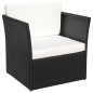 vidaXL Gartensessel mit Fußhocker Poly Rattan Schwarz vidaXL Gartensessel mit Fußhocker Poly Rattan Schwarz