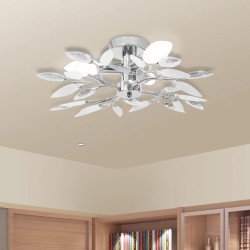 vidaXL Deckenleuchte Weiße & Klare Acrylglas-Blätter 3 × E14-Lampen  