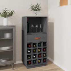 vidaXL Weinregal Grau 45x34x100 cm Massivholz Kiefer