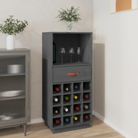 vidaXL Weinregal Grau 45x34x100 cm Massivholz Kiefer