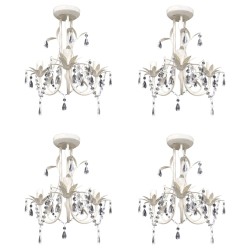 vidaXL Kristall-Deckenleuchte Kronleuchter 4 Stk. Elegantes Weiß 