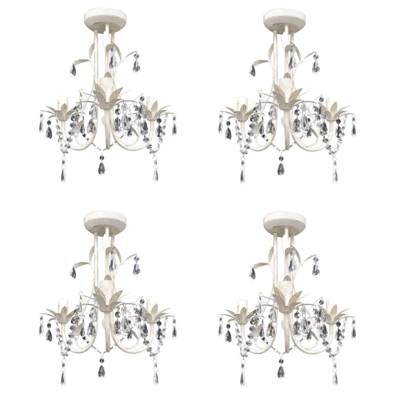 vidaXL Kristall-Deckenleuchte Kronleuchter 4 Stk. Elegantes Weiß vidaXL Kristall-Deckenleuchte Kronleuchter 4 Stk. Elegantes Weiß