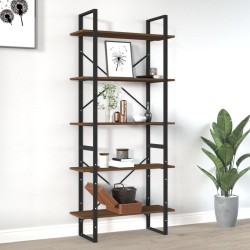 vidaXL Bücherregal 5 Fächer Braun Eichen-Optik 80x30x175 Holzwerkstoff