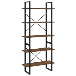 vidaXL Bücherregal 5 Fächer Braun Eichen-Optik 80x30x175 Holzwerkstoff