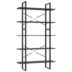vidaXL Bücherregal 5 Fächer Grau 100x30x175 cm Holzwerkstoff