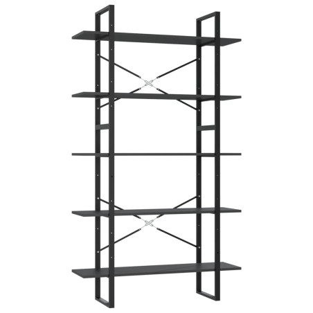 vidaXL Bücherregal 5 Fächer Grau 100x30x175 cm Holzwerkstoff