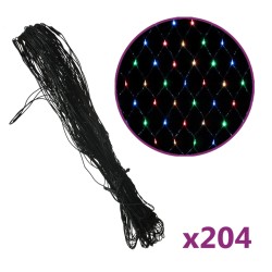 vidaXL LED-Lichternetz Mehrfarbig 3x2 m 204 LEDs Indoor Outdoor