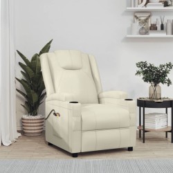 vidaXL Massagesessel mit Aufstehhilfe Cremeweiß Kunstleder
