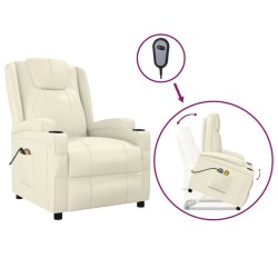 vidaXL Massagesessel mit Aufstehhilfe Cremeweiß Kunstleder