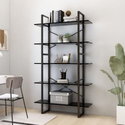 vidaXL Bücherregal 5 Fächer Schwarz 100x30x175 cm Holzwerkstoff
