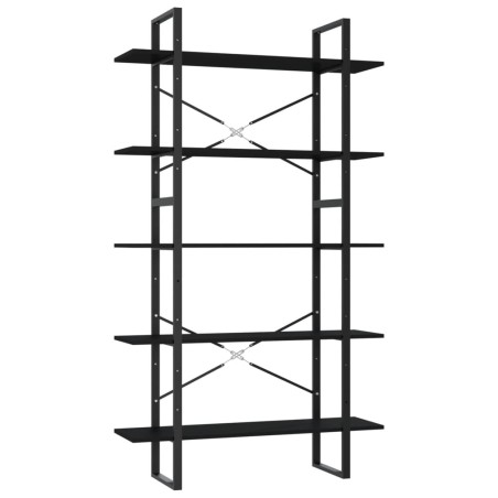 vidaXL Bücherregal 5 Fächer Schwarz 100x30x175 cm Holzwerkstoff