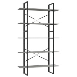 vidaXL Bücherregal 5 Fächer Betongrau 100x30x175 cm Holzwerkstoff