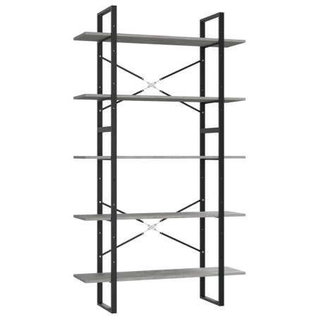 vidaXL Bücherregal 5 Fächer Betongrau 100x30x175 cm Holzwerkstoff