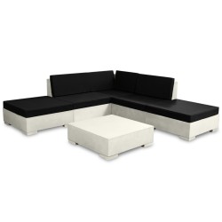 6-tlg. Garten-Lounge-Set mit Auflagen Beton Grau