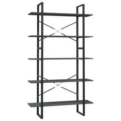 vidaXL Bücherregal 5 Fächer Grau 100x30x175 cm Massivholz Kiefer