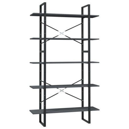 vidaXL Bücherregal 5 Fächer Grau 100x30x175 cm Massivholz Kiefer