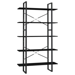 vidaXL Bücherregal 5 Fächer Schwarz 100x30x175 cm Massivholz Kiefer