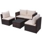 5-tlg. Garten-Lounge-Set mit Auflagen Poly Rattan Braun 5-tlg. Garten-Lounge-Set mit Auflagen Poly Rattan Braun