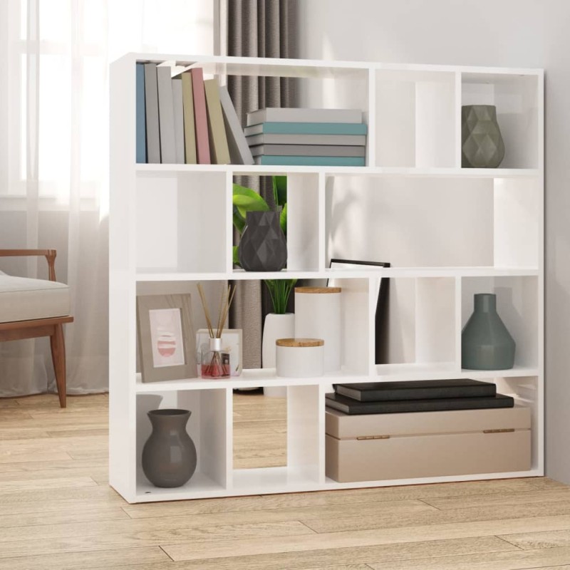 vidaXL Bücherregal/Raumteiler Hochglanz-Weiß 105x24x102 cm vidaXL Bücherregal/Raumteiler Hochglanz-Weiß 105x24x102 cm