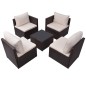 5-tlg. Garten-Lounge-Set mit Auflagen Poly Rattan Braun 5-tlg. Garten-Lounge-Set mit Auflagen Poly Rattan Braun