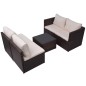 5-tlg. Garten-Lounge-Set mit Auflagen Poly Rattan Braun 5-tlg. Garten-Lounge-Set mit Auflagen Poly Rattan Braun