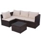 5-tlg. Garten-Lounge-Set mit Auflagen Poly Rattan Braun 5-tlg. Garten-Lounge-Set mit Auflagen Poly Rattan Braun