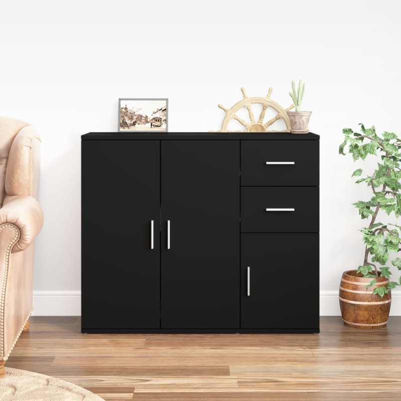 vidaXL Sideboard Schwarz 91x29,5x75 cm Holzwerkstoff vidaXL Sideboard Schwarz 91x29,5x75 cm Holzwerkstoff