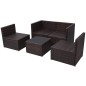 5-tlg. Garten-Lounge-Set mit Auflagen Poly Rattan Braun 5-tlg. Garten-Lounge-Set mit Auflagen Poly Rattan Braun