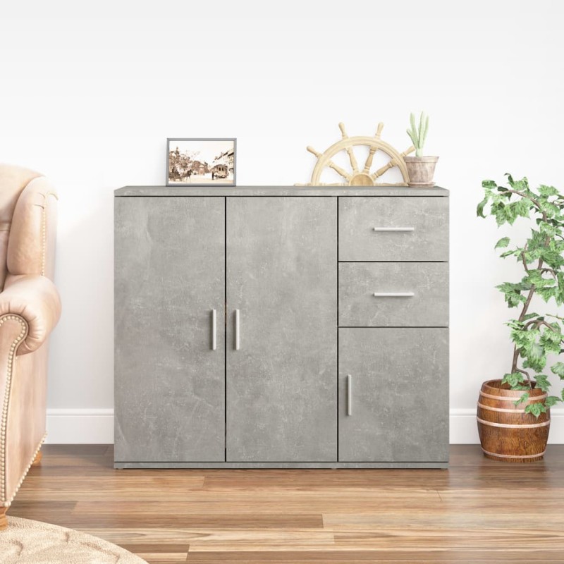 vidaXL Sideboard Betongrau 91x29,5x75cm Holzwerkstoff vidaXL Sideboard Betongrau 91x29,5x75cm Holzwerkstoff