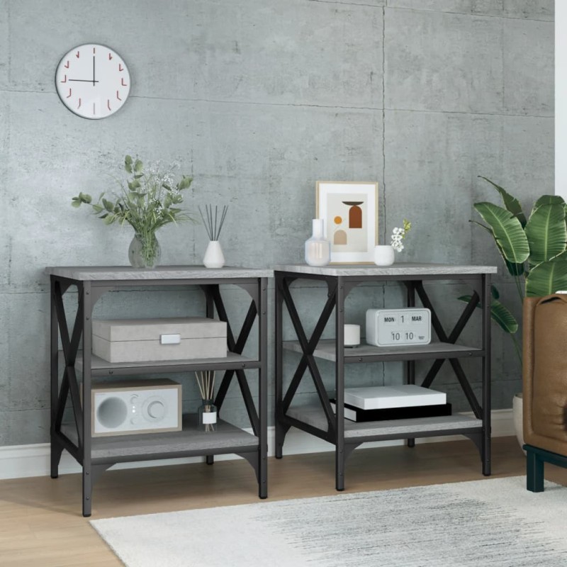 vidaXL Beistelltische 2 Stk. Grau Sonoma 40x42x50 cm Holzwerkstoff vidaXL Beistelltische 2 Stk. Grau Sonoma 40x42x50 cm Holzwerkstoff