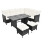 4-tlg. Garten-Lounge-Set mit Auflagen Poly Rattan Schwarz 4-tlg. Garten-Lounge-Set mit Auflagen Poly Rattan Schwarz