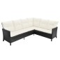 4-tlg. Garten-Lounge-Set mit Auflagen Poly Rattan Schwarz 4-tlg. Garten-Lounge-Set mit Auflagen Poly Rattan Schwarz
