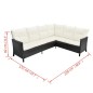 4-tlg. Garten-Lounge-Set mit Auflagen Poly Rattan Schwarz 4-tlg. Garten-Lounge-Set mit Auflagen Poly Rattan Schwarz