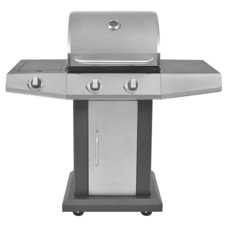Gasgrill BBQ Grill 2 + 1 Brenner Schwarz und Silbern