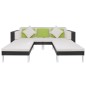 4-tlg. Garten-Lounge-Set mit Auflagen Poly Rattan Schwarz 4-tlg. Garten-Lounge-Set mit Auflagen Poly Rattan Schwarz
