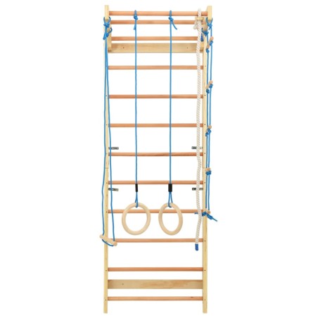 vidaXL Sprossenwand Set mit Strickleiter Turnringe Holz