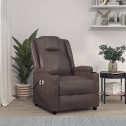 vidaXL Massagesessel mit Aufstehhilfe Braun Kunstleder