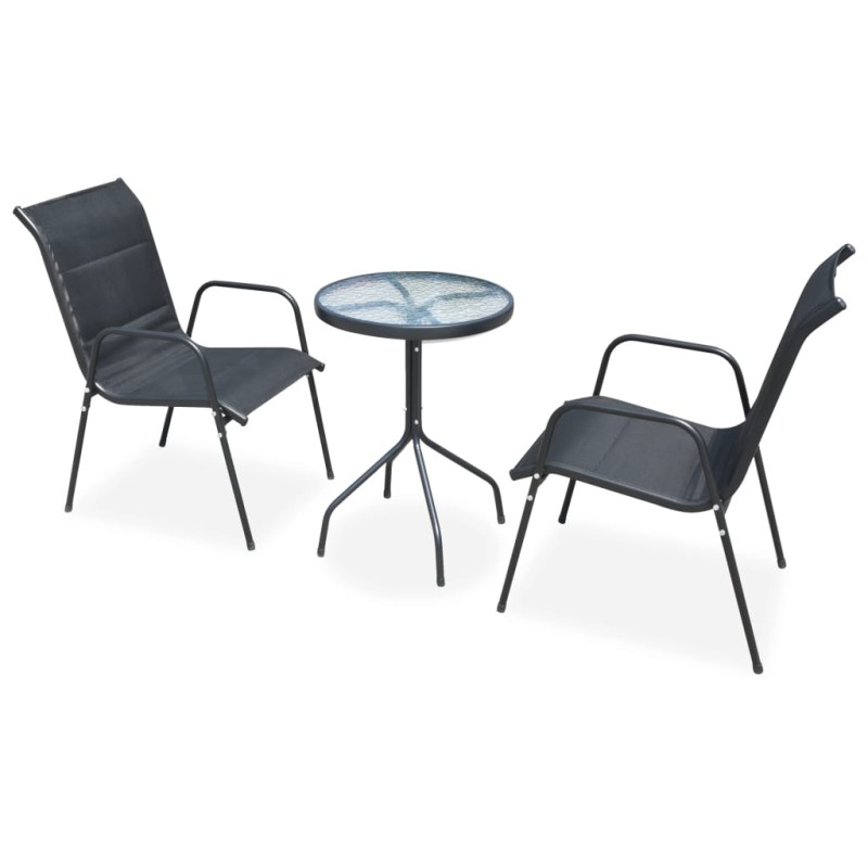 3-tlg. Bistro-Set Stahl Schwarz 3-tlg. Bistro-Set Stahl Schwarz