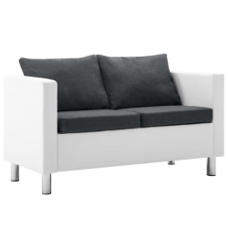 vidaXL 2-Sitzer-Sofa Kunstleder Weiß und Dunkelgrau