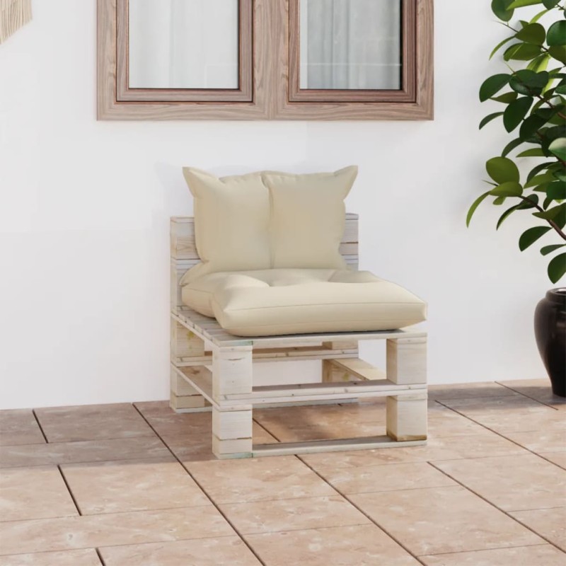 vidaXL Outdoor-Mittelsofa Paletten mit Kissen Kiefernholz vidaXL Outdoor-Mittelsofa Paletten mit Kissen Kiefernholz