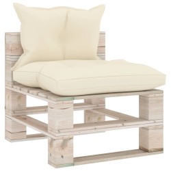 vidaXL Outdoor-Mittelsofa Paletten mit Kissen Kiefernholz