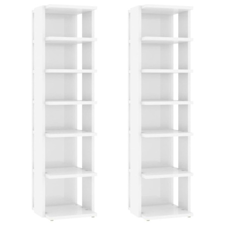 vidaXL Schuhschränke 2 Stk. Hochglanz-Weiß 27,5x27x102 cm