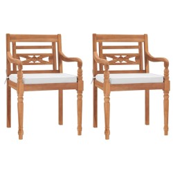 Batavia-Stühle 2 Stk. mit Polstern Massivholz Teak