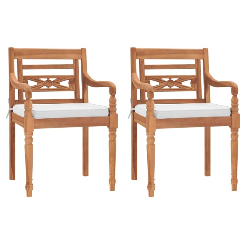 Batavia-Stühle 2 Stk. mit Polstern Massivholz Teak Batavia-Stühle 2 Stk. mit Polstern Massivholz Teak